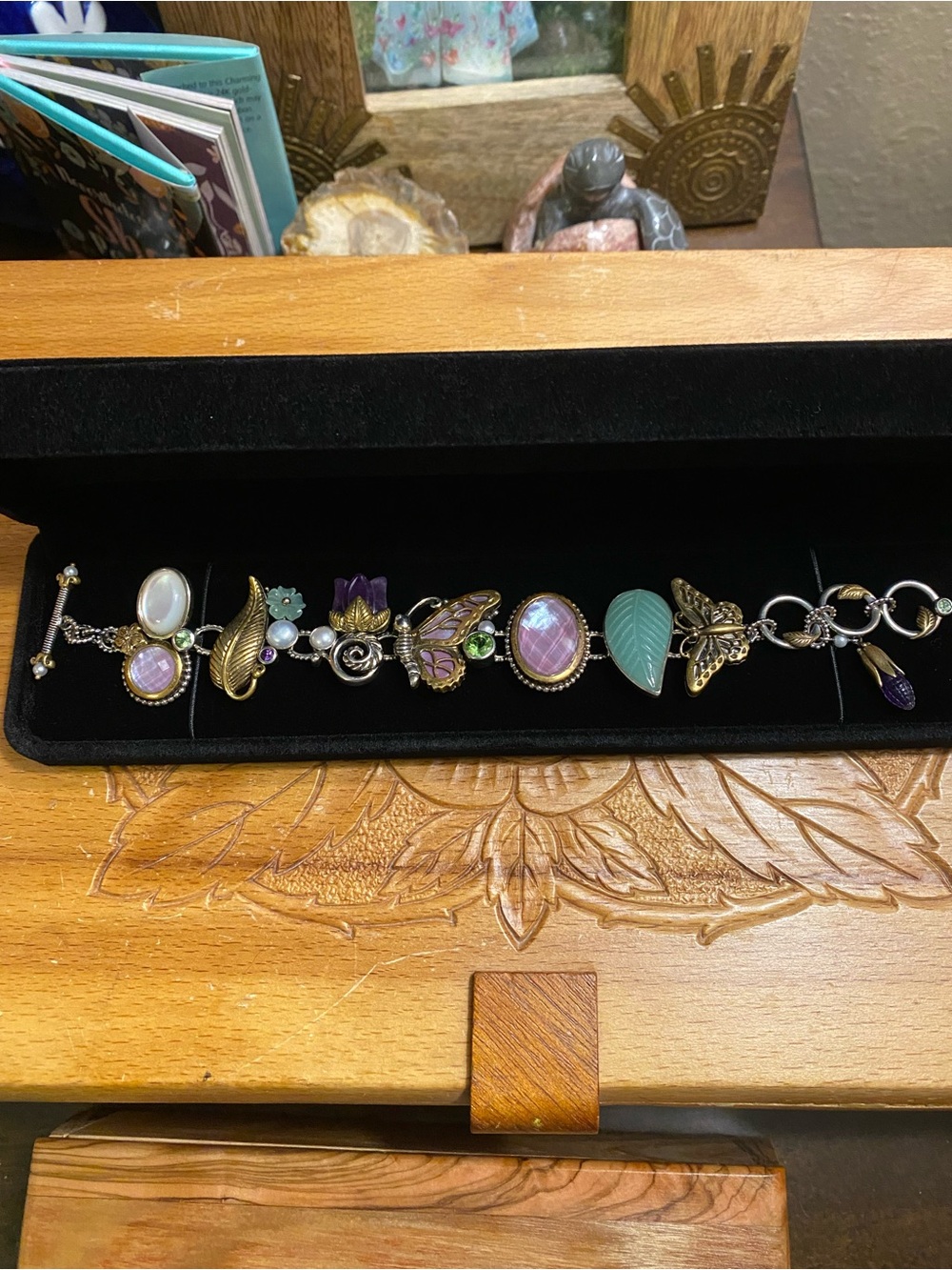 Echo of the Dreamer Butterfly Charm Sterling and Bronze Bracelet